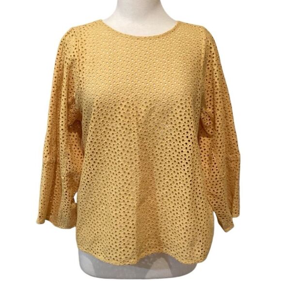 NWT Everlane Eyelet Lantern Top - Golden Hour Medium - Picture 4 of 9